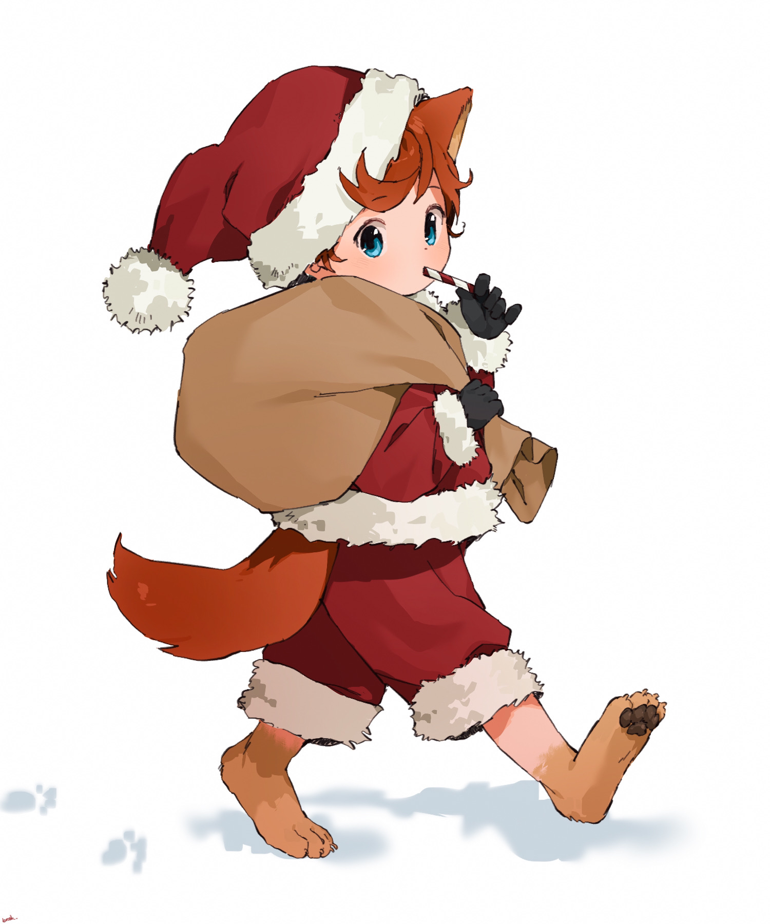 A very floofy Santa!插画图片壁纸