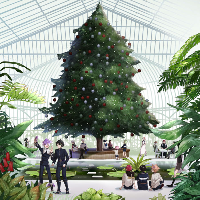 圣诞节海报-有大温室的本丸圣诞插画图片壁纸