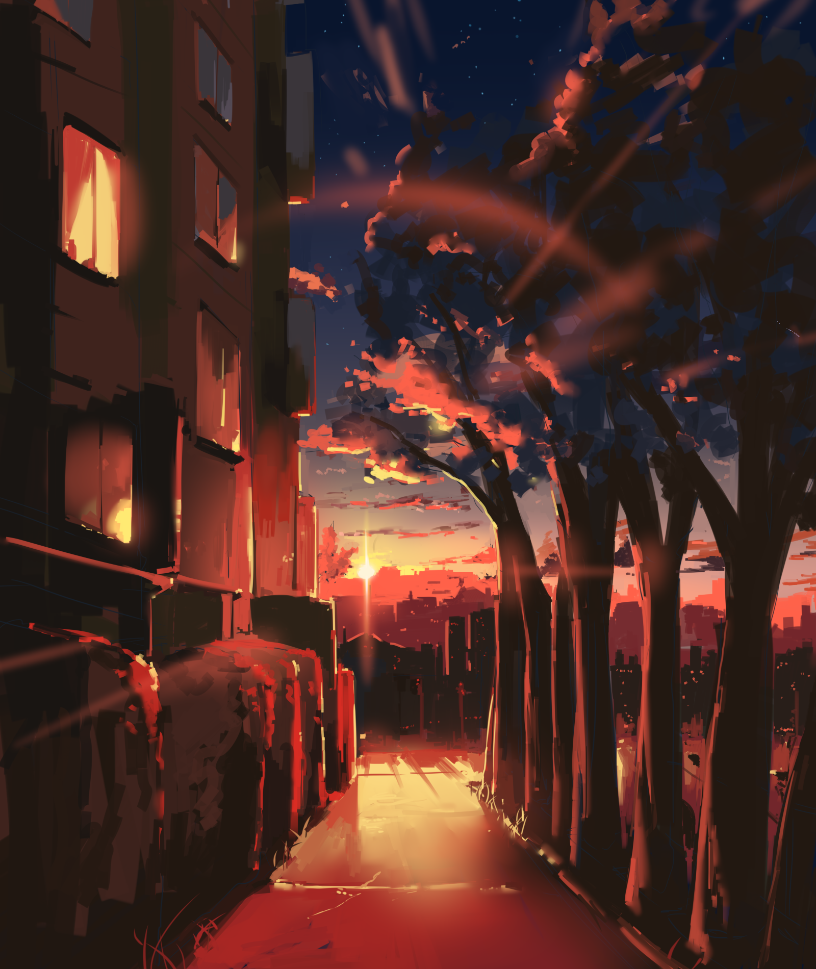 Red Sunset插画图片壁纸