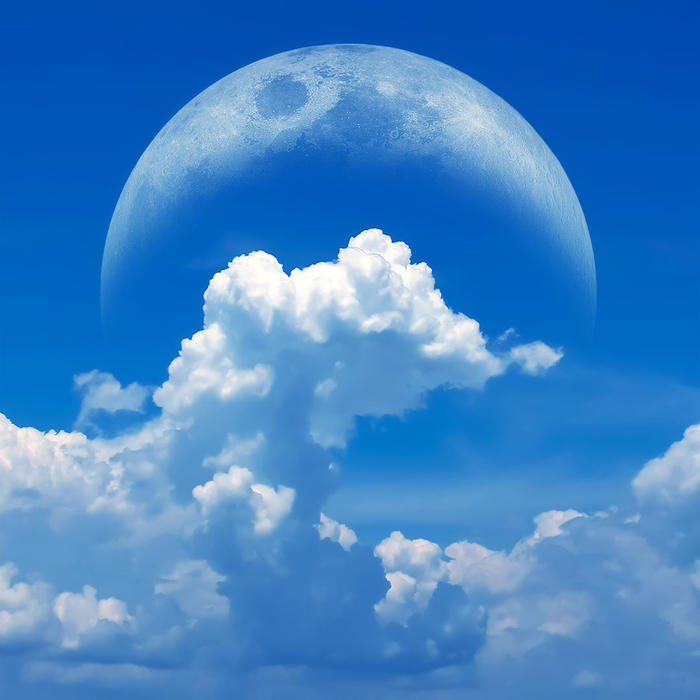 云与月的平衡插画图片壁纸