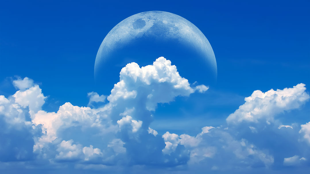 云与月的平衡插画图片壁纸
