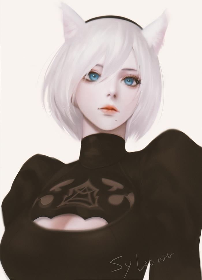 Nier Automata 2B Fanart插画图片壁纸