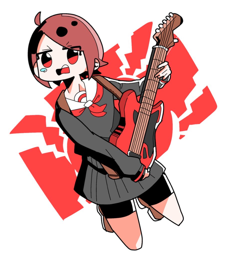 红色吉他。插画图片壁纸