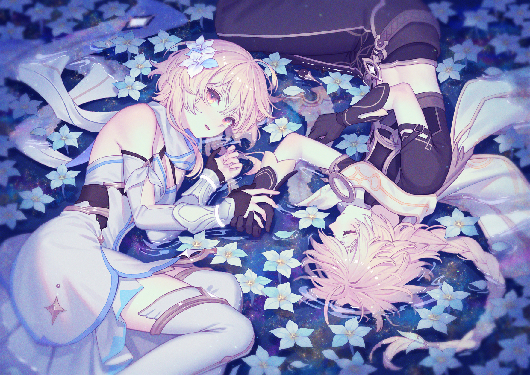 萤火虫和天空插画图片壁纸