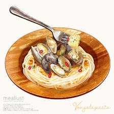 vongole pasta插画图片壁纸