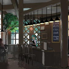 有miku的咖啡馆插画图片壁纸