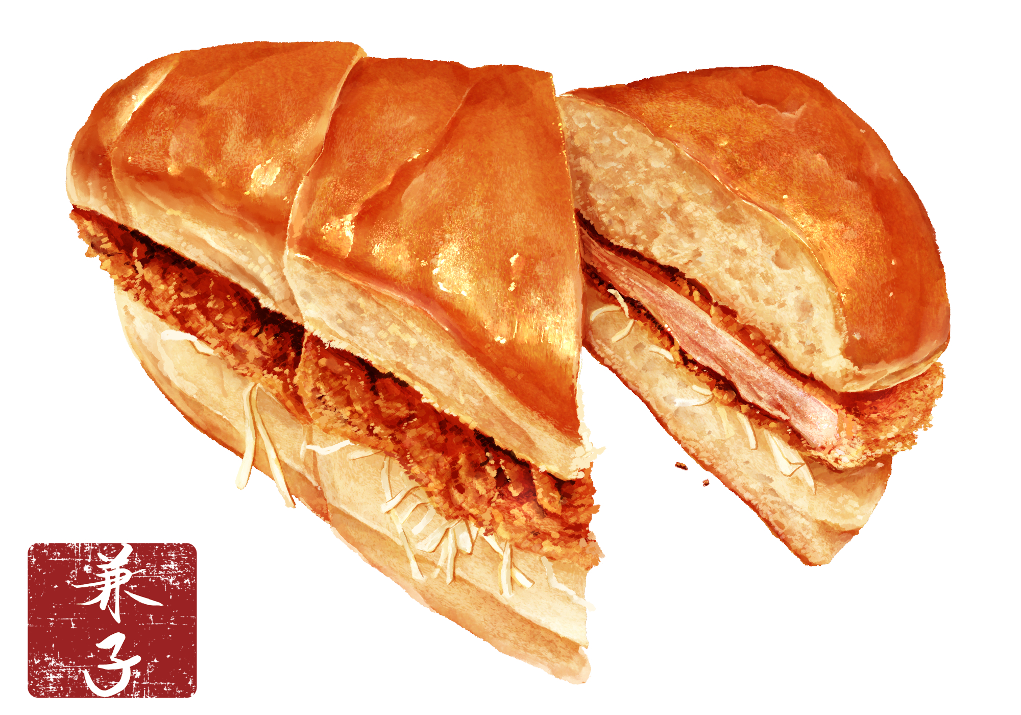 炸肉排三明治-原创食物
