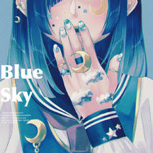 Blue Sky × nail art插画图片壁纸