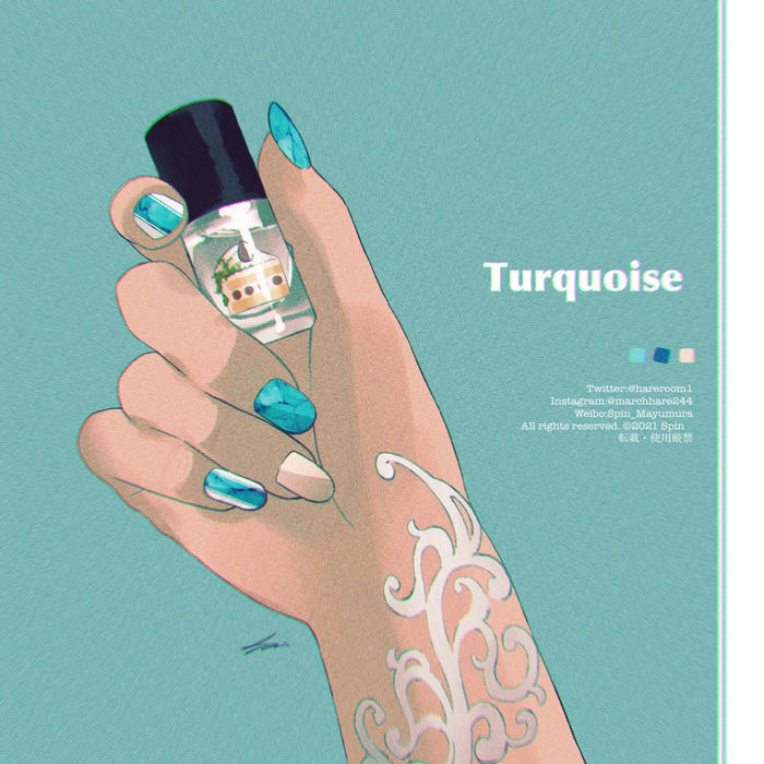 Turquoise × nail art插画图片壁纸