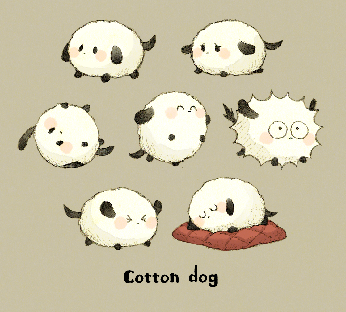 Cotton dog插画图片壁纸