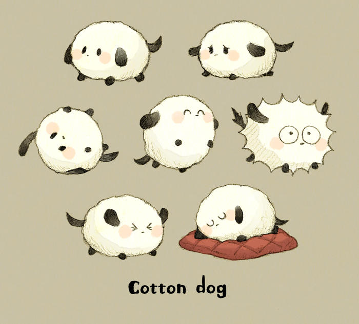 Cotton dog插画图片壁纸