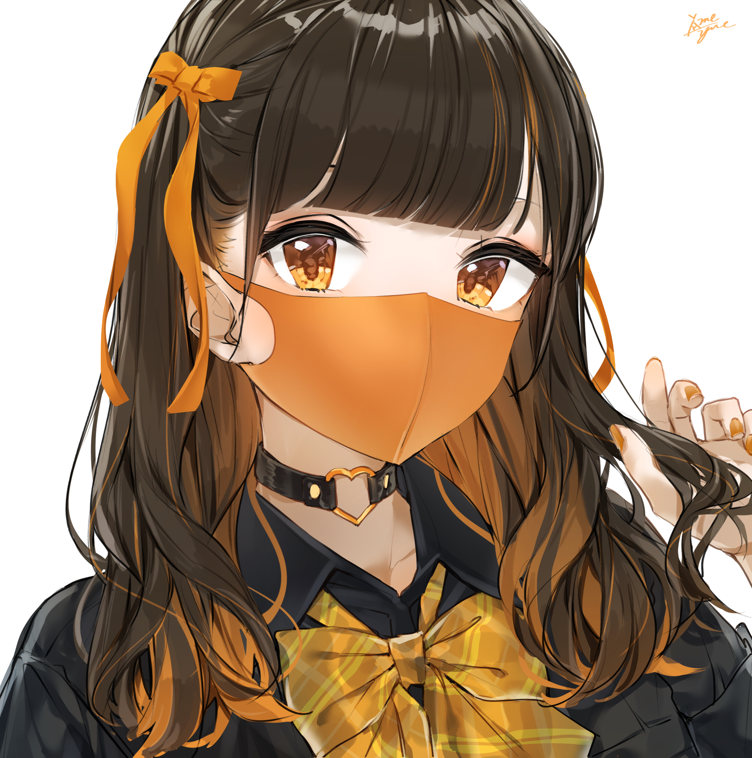 口罩JK。× 橘子插画图片壁纸