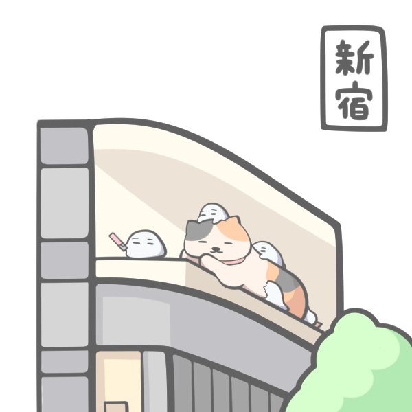 出现在新宿的梅杰德和猫插画图片壁纸