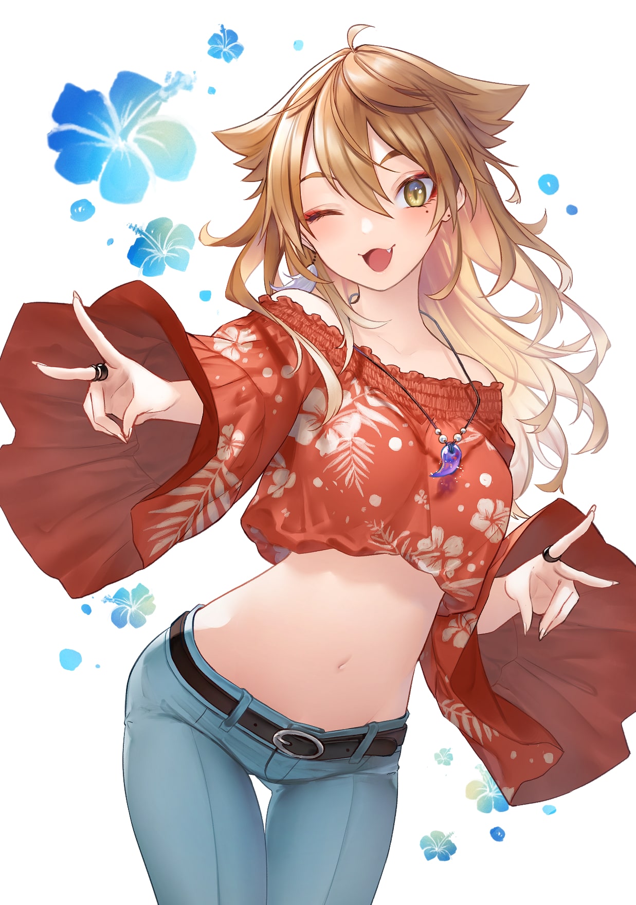 女体化　夏服插画图片壁纸