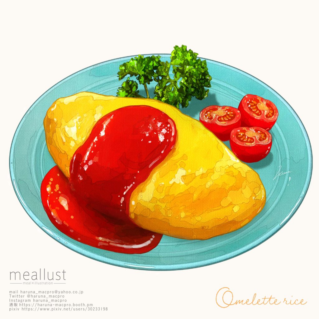 Omelette rice插画图片壁纸