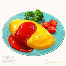 Omelette rice插画图片壁纸