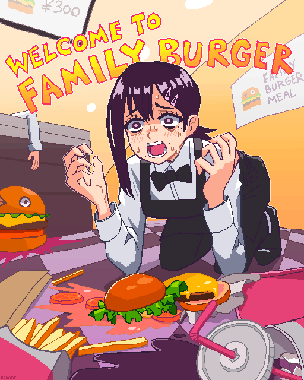 Family Burger插画图片壁纸