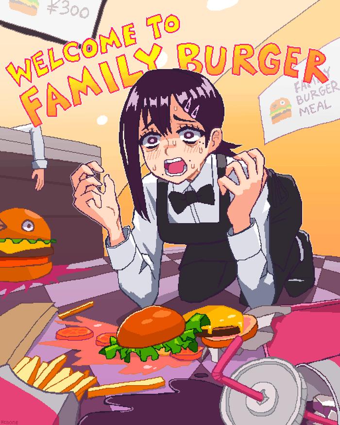 Family Burger插画图片壁纸