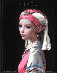 ZELDA: Girl with a Pearl Earring插画图片壁纸