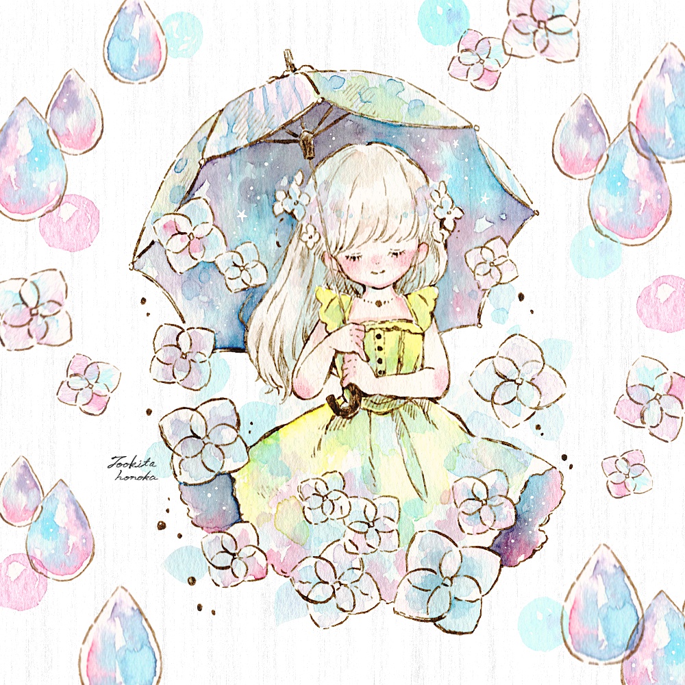 梅雨季节的女孩子插画图片壁纸