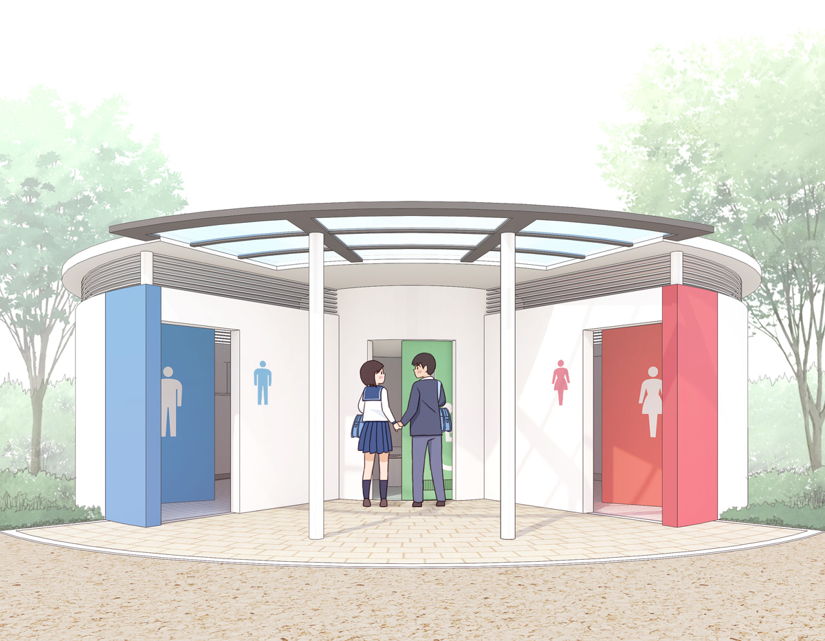 公共厕所插画图片壁纸