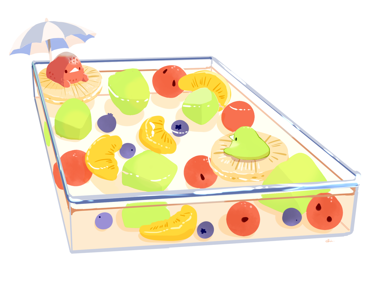 水果游泳池插画图片壁纸