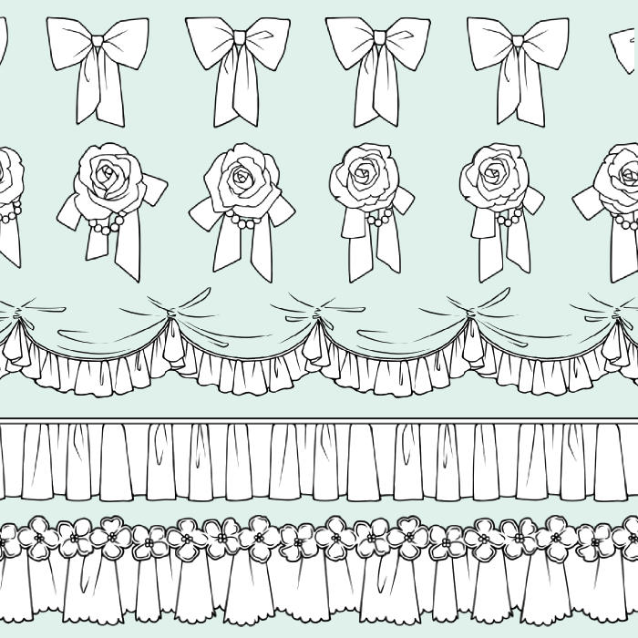 【宣传】16种丝带&褶边刷子套装之3（Christa）插画图片壁纸
