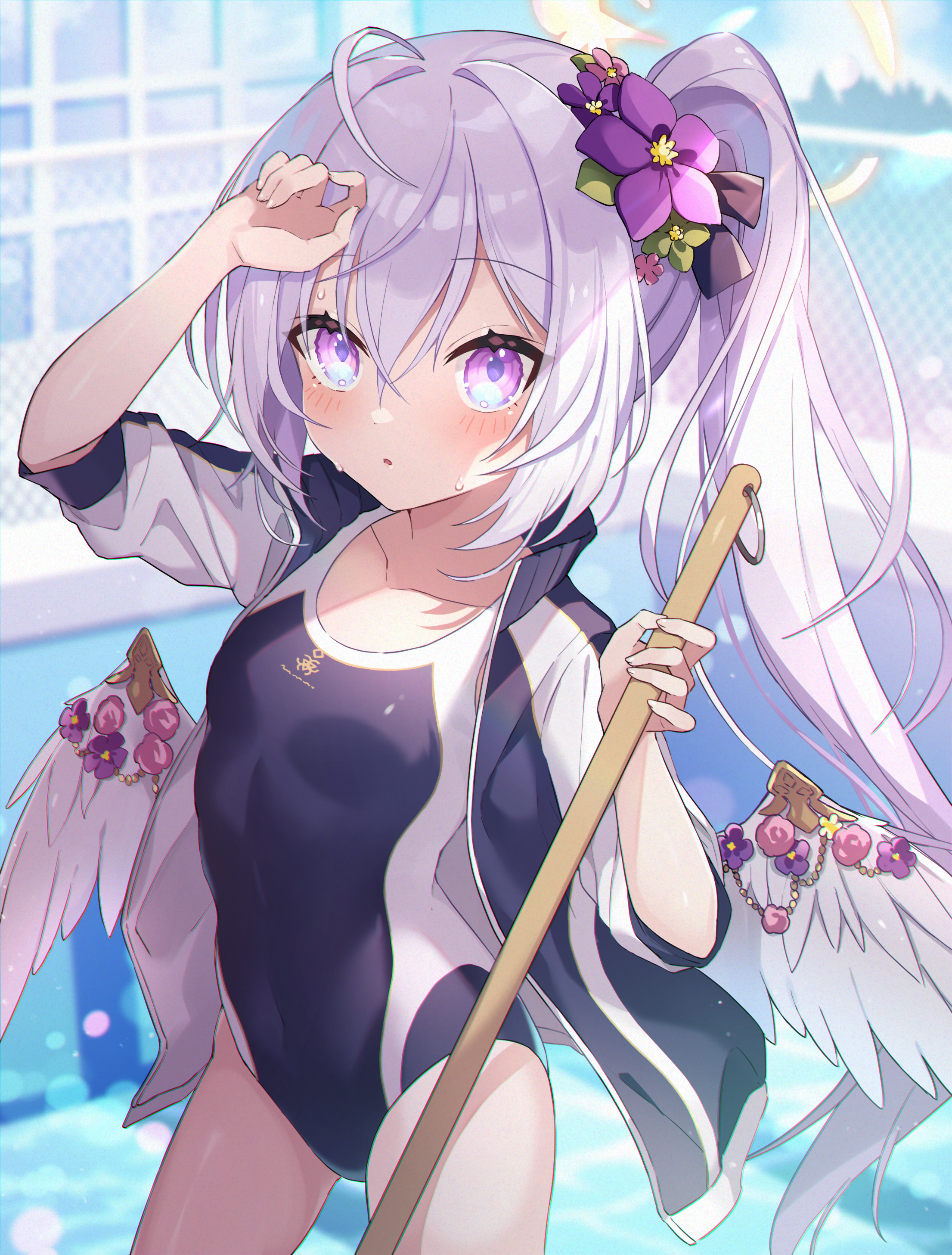 清扫游泳池插画图片壁纸