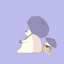 雨和北极熊插画图片壁纸