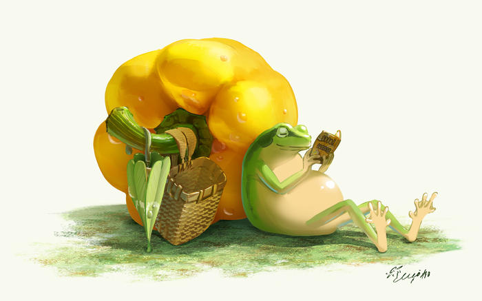 黄色青椒的吃法插画图片壁纸