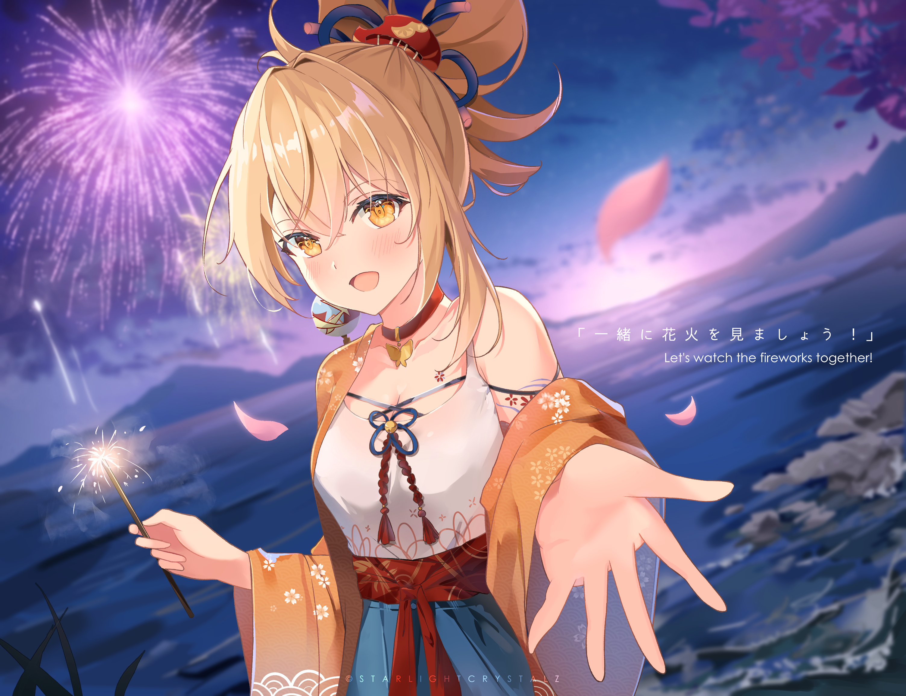Fireworks with Yoimiya插画图片壁纸