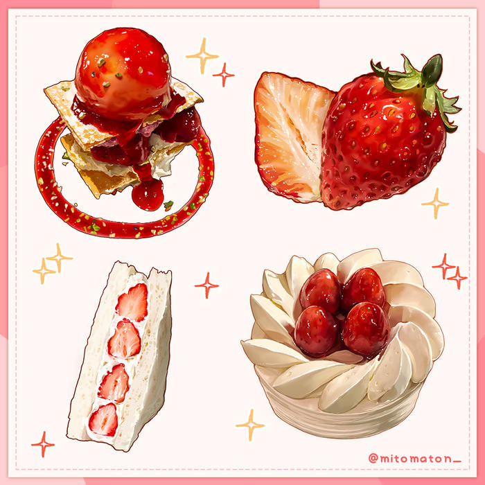 草莓甜点插画图片壁纸