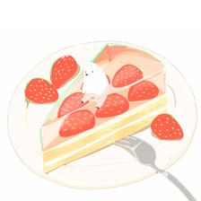 草莓奶油蛋糕插画图片壁纸