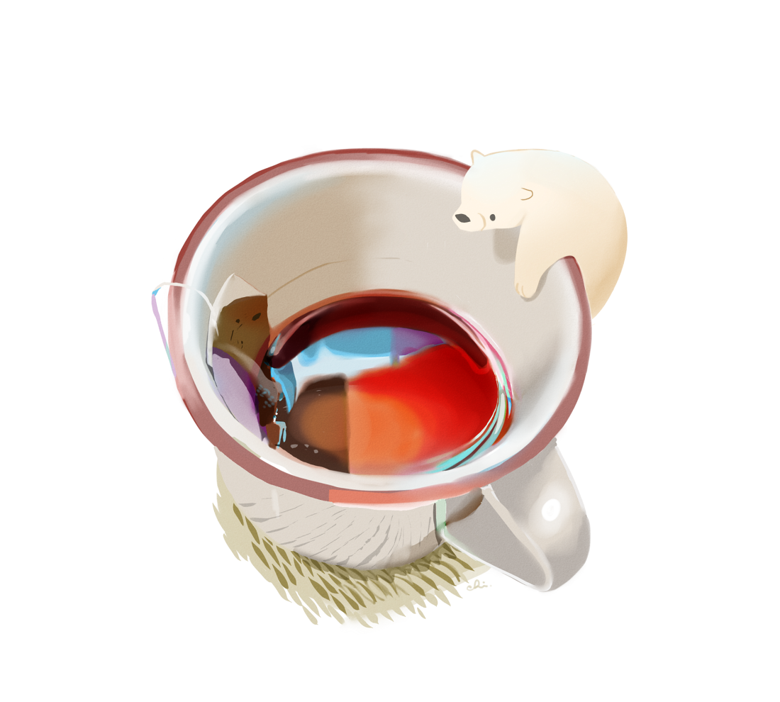 红茶和白熊插画图片壁纸