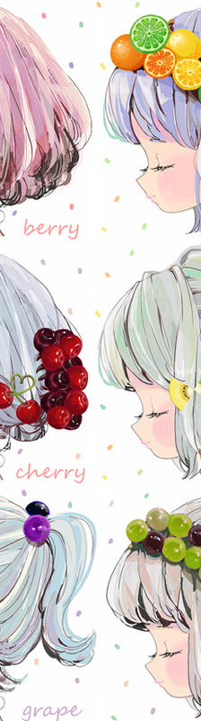 girl’s hair × fruits插画图片壁纸