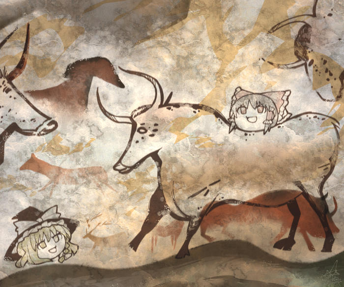 神秘洞窟壁画插画图片壁纸
