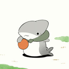 小鲨鱼和球插画图片壁纸
