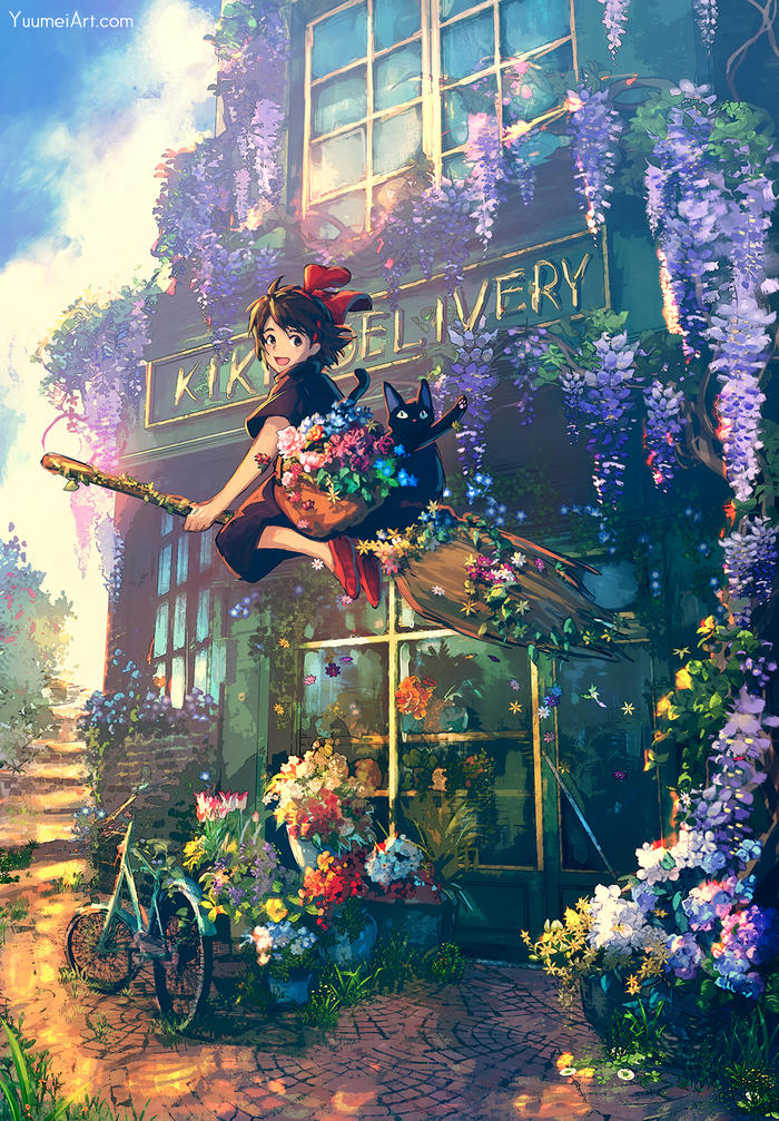 Kiki's Flower Delivery插画图片壁纸