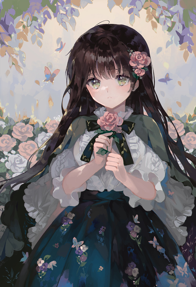 少女与花