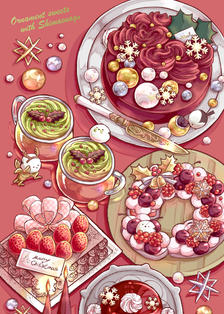 西玛能量和装饰品甜点插画图片壁纸