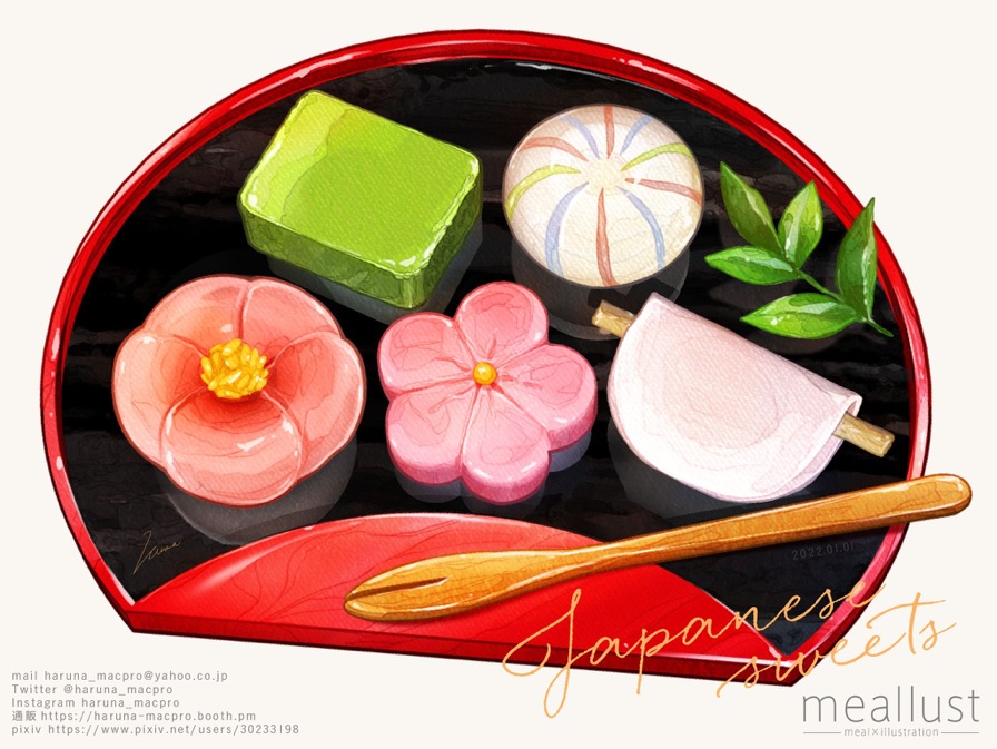 Japanese sweets插画图片壁纸