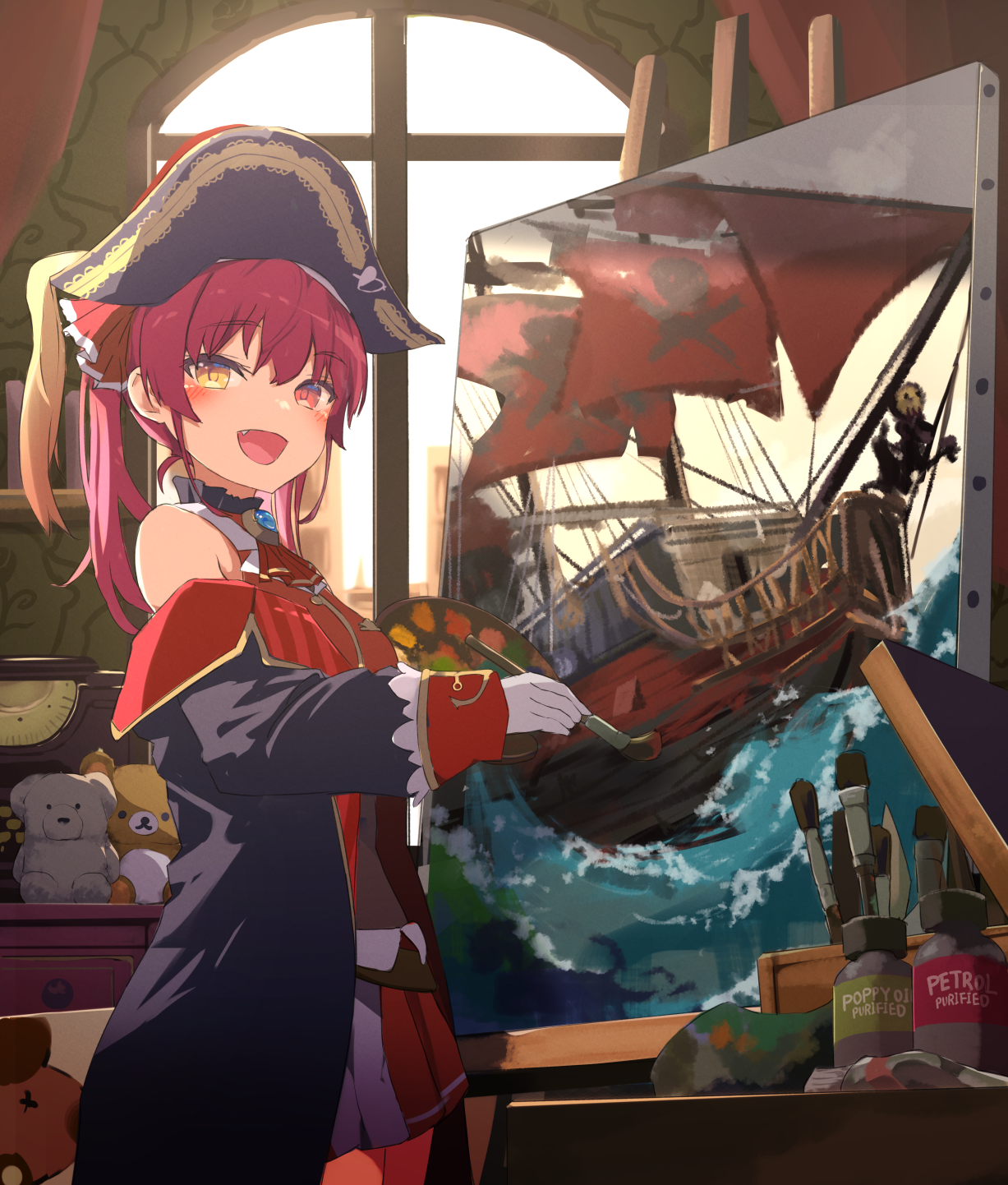 海军船长和海贼船插画图片壁纸