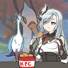 Eating chicken InForntOf her mom