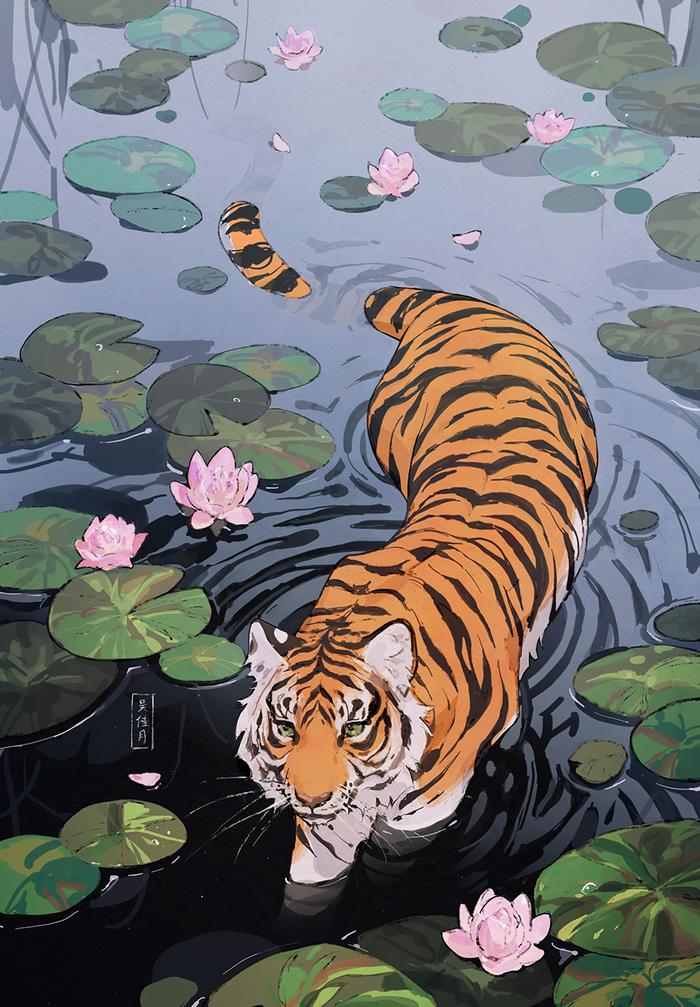 Year of the Water Tiger插画图片壁纸