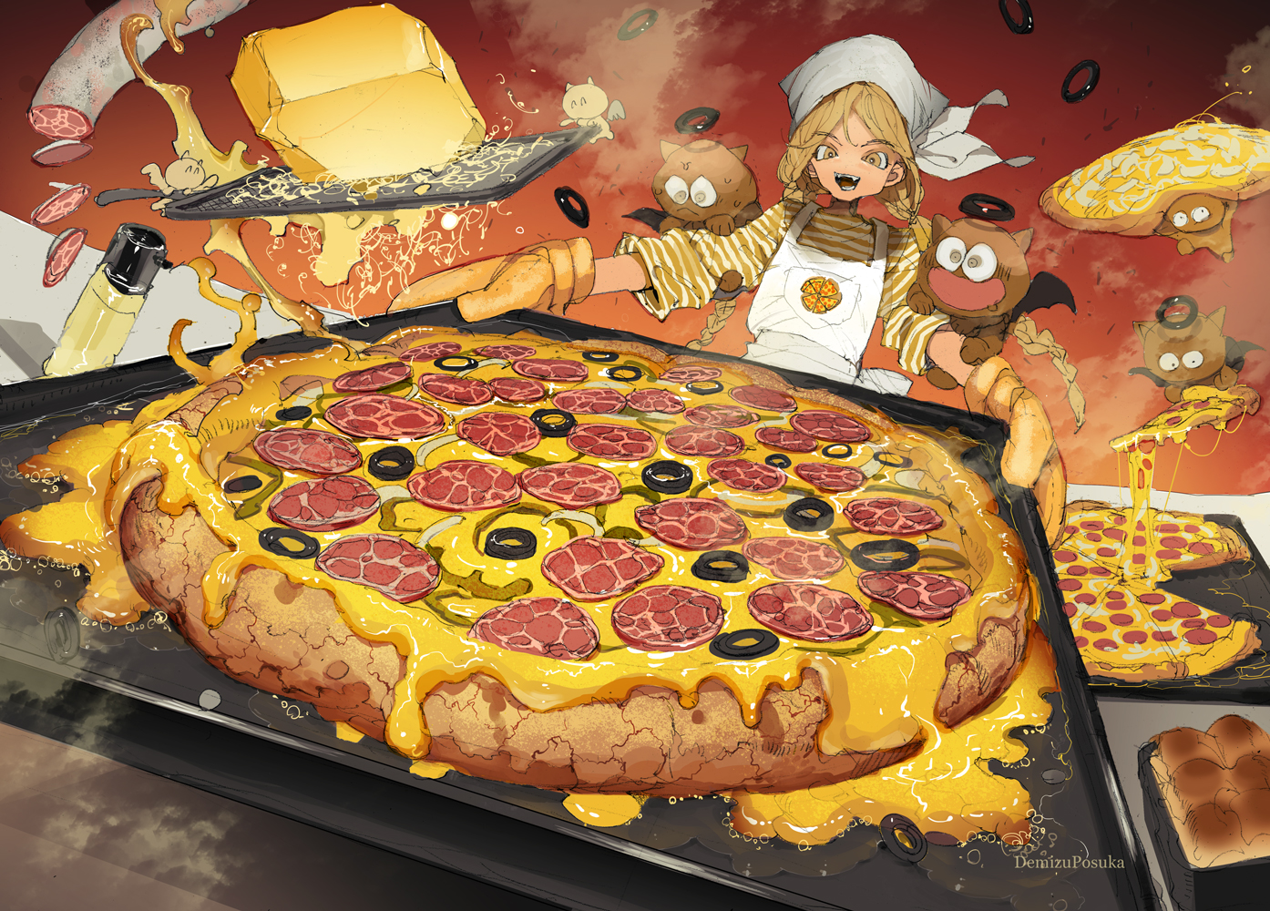 果然是披萨啊！！！插画图片壁纸