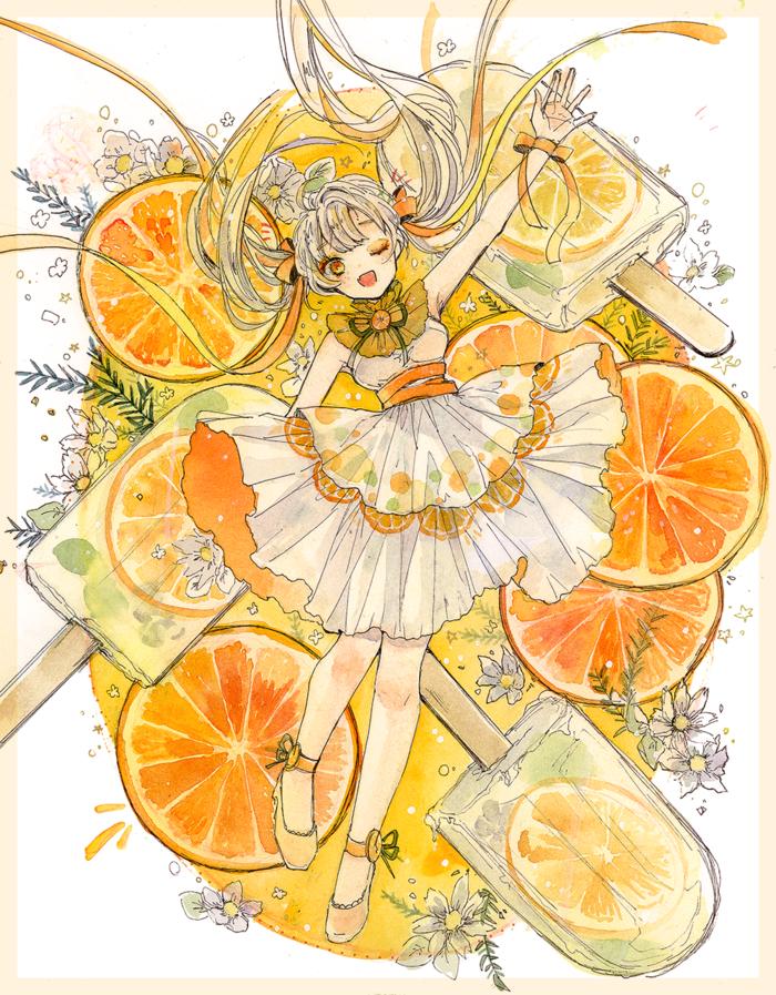 橘子冰棒插画图片壁纸