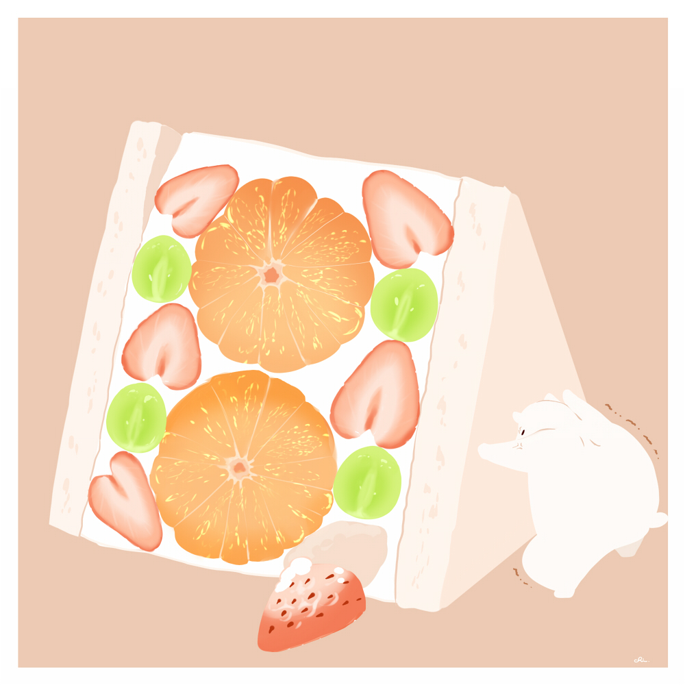 奶油水果三明治插画图片壁纸