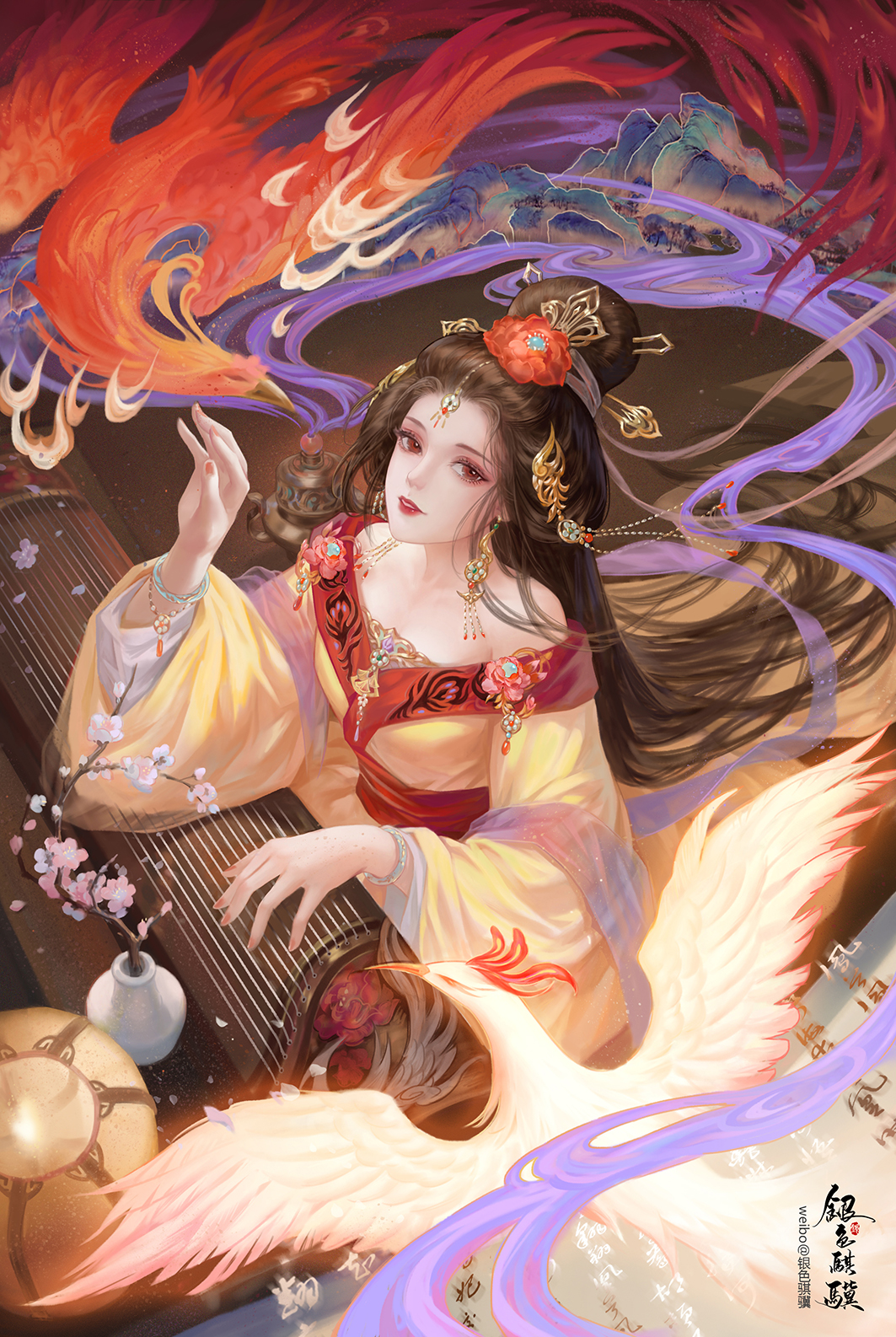 凤鸣插画图片壁纸