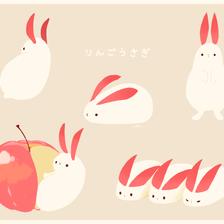 苹果兔子各种各样插画图片壁纸