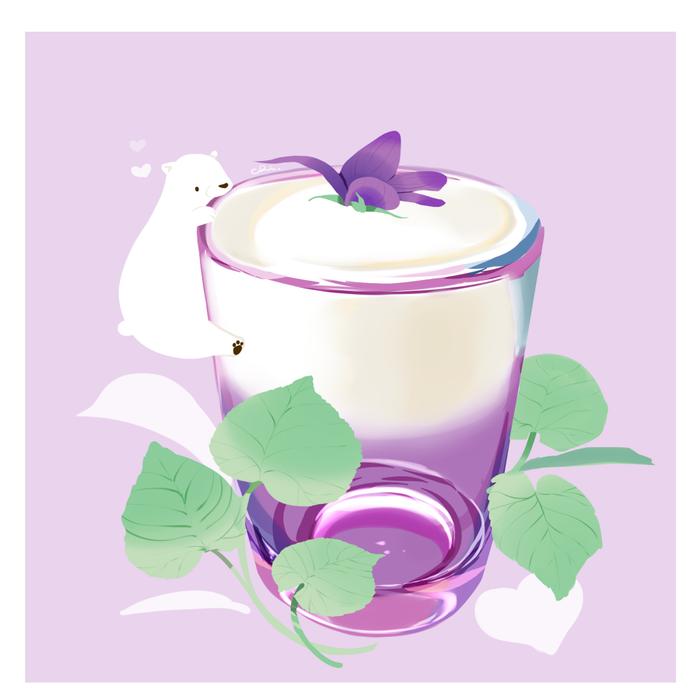 紫罗兰风味酸奶鸡尾酒插画图片壁纸